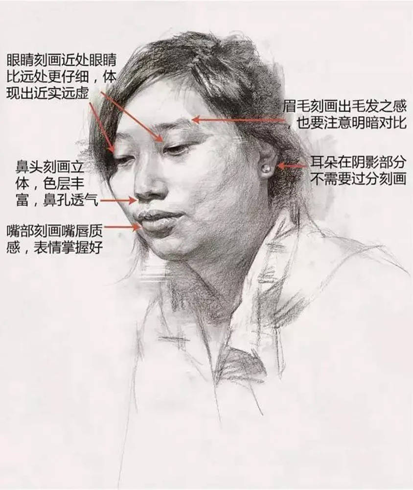【廣州畫室基礎鞏固】女青年頭像素描拿分點歸納,11