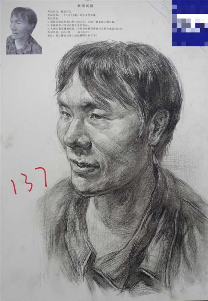廣州美術高考班分享江西三模素描高分卷，畫面感很重要,08